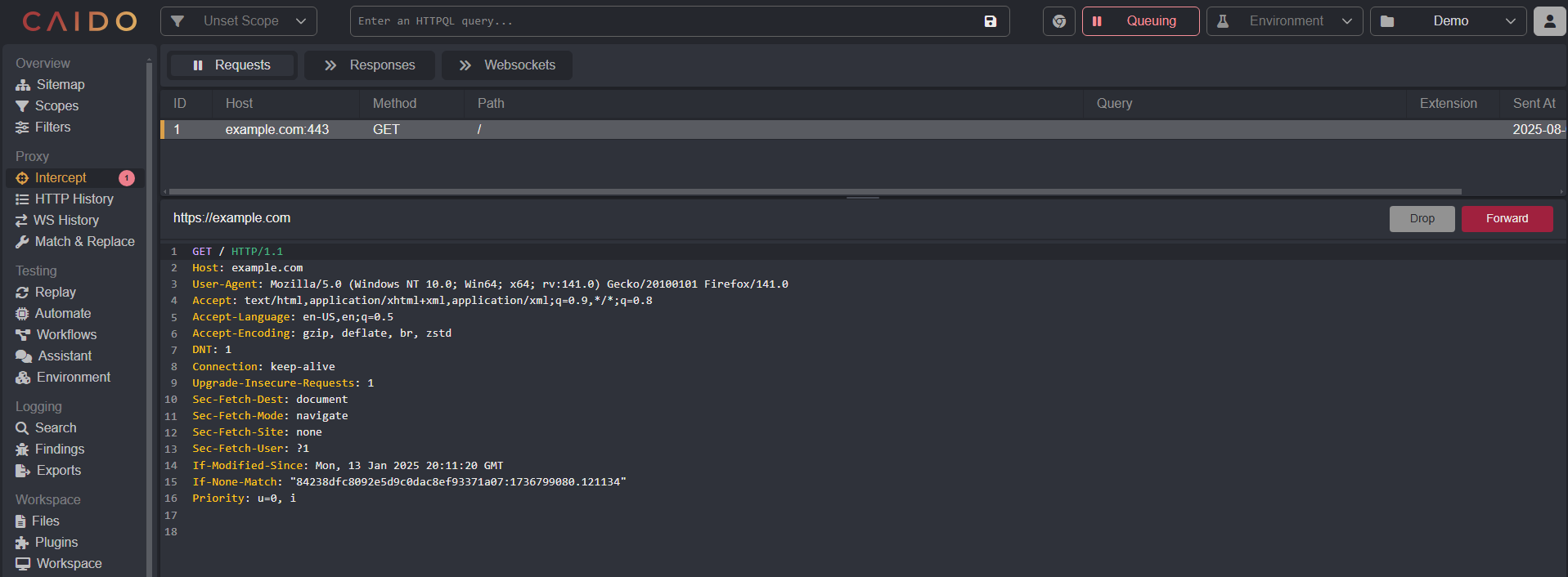 Intercepting a HTTP request.
