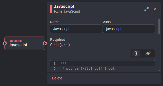 The editor for a On Intercept Request node.